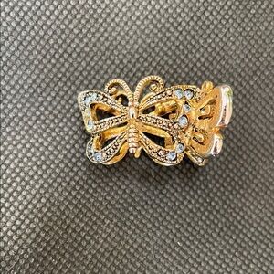 Gold Butterfly Small Hair Clip with Blue Accents